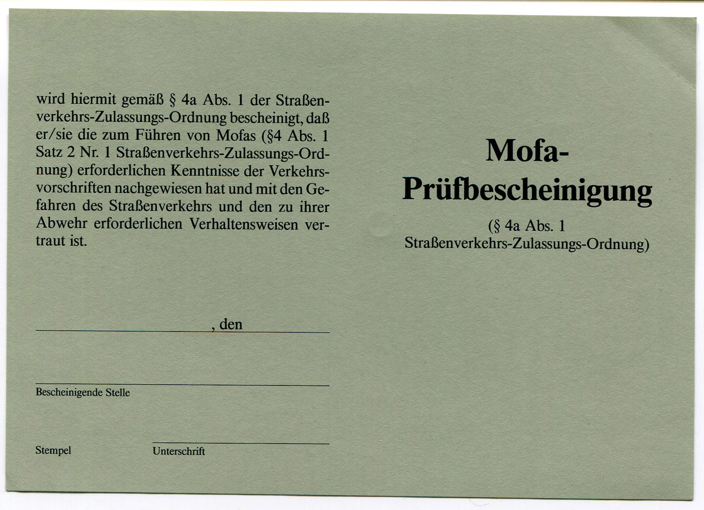 Stilvolle Mofa Prufbescheinigung Kaufen Ohne Prufung Bild